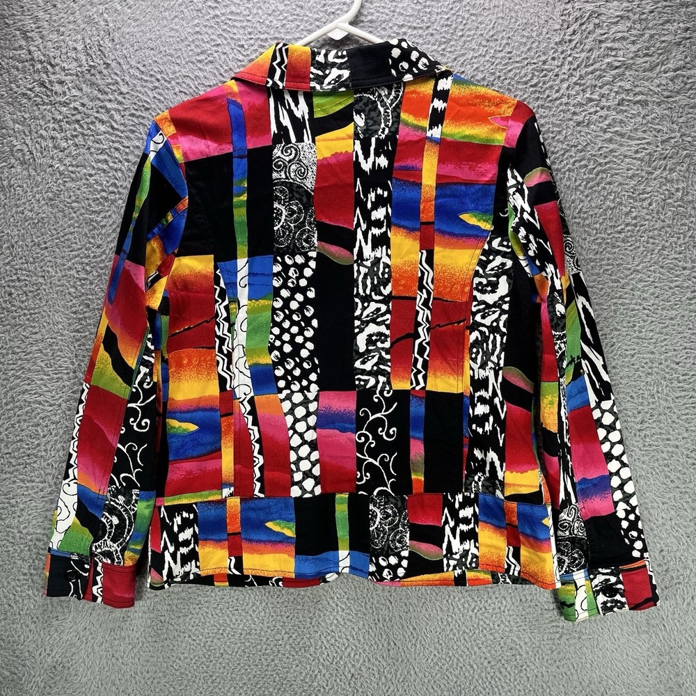 Vintage Erin London Jacket Medium Colorful Art Full Zip Lightweight - Picture 2 of 11